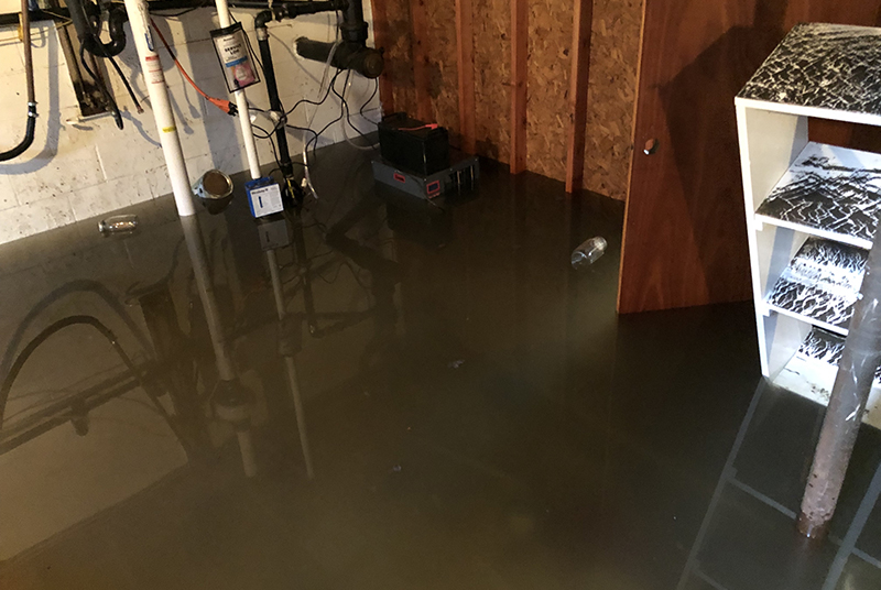 Standing water basement flooding
