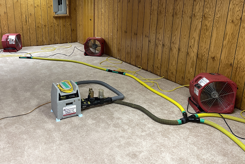 Clean-up carpeted basement after flood